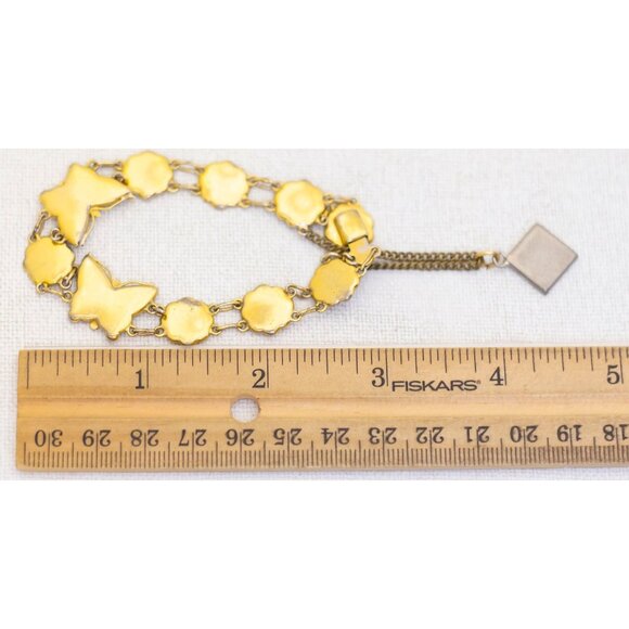 Vintage Flowers and Butterflies Mid Century Bracelet 6 Inch - AB1 - Picture 3 of 3